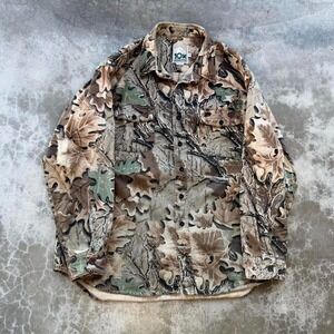 Vintage 10X Advantage Camo Canvas Cotton Button Up Flannel Shirt XXL USA